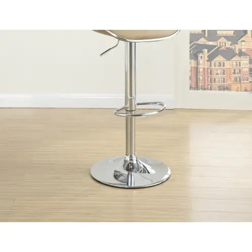 Brown Faux Leather PVC Bar Stool Counter Height Chairs Set Of 2 Adjustable Height Kitchen Island Stools