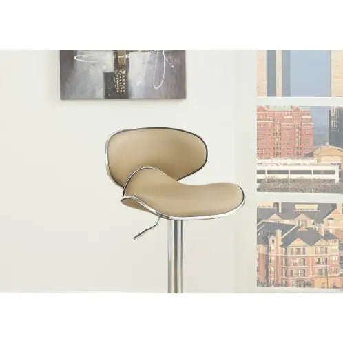 Brown Faux Leather PVC Bar Stool Counter Height Chairs Set Of 2 Adjustable Height Kitchen Island Stools