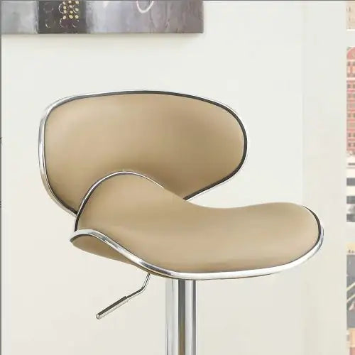 Brown Faux Leather PVC Bar Stool Counter Height Chairs Set Of 2 Adjustable Height Kitchen Island Stools
