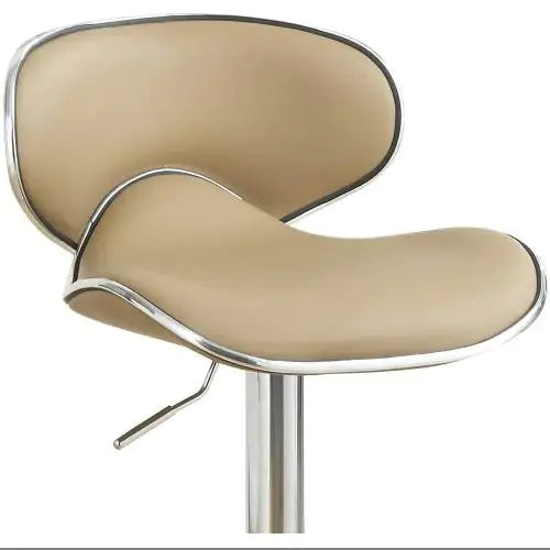 Brown Faux Leather PVC Bar Stool Counter Height Chairs Set Of 2 Adjustable Height Kitchen Island Stools