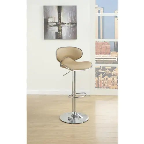 Brown Faux Leather PVC Bar Stool Counter Height Chairs Set Of 2 Adjustable Height Kitchen Island Stools