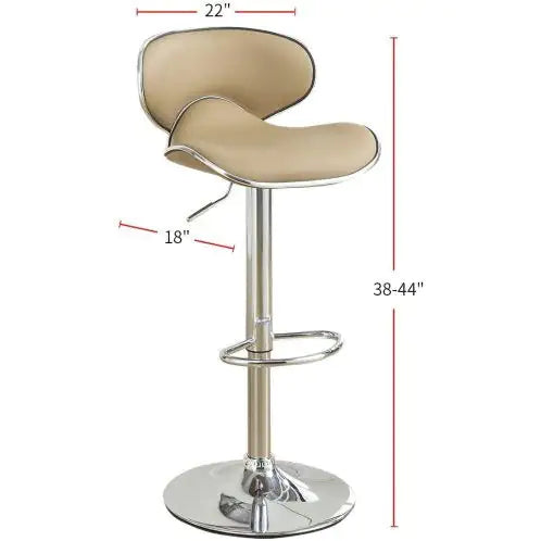 Brown Faux Leather PVC Bar Stool Counter Height Chairs Set Of 2 Adjustable Height Kitchen Island Stools